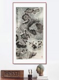 【已售】王寶欽六尺《荷塘初雪》當(dāng)代花鳥(niǎo)牡丹畫(huà)名家（詢價(jià)）