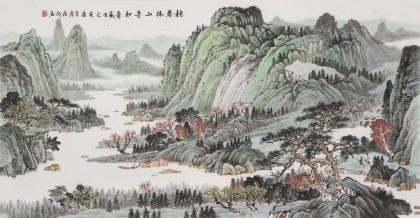 【已售】廖崧越 三尺《抱琴林山尋知音》 廣西桂林美協(xié)會(huì)員