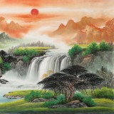 【已售】吳東 小六尺《源遠流長》 著名易經風水畫家