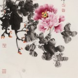 王寶欽 三尺《紫云飄香》當(dāng)代花鳥牡丹畫名家（詢價(jià)）