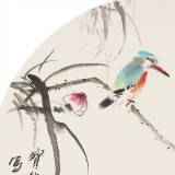 王寶欽 三尺團(tuán)扇荷花《荷香圖》當(dāng)代花鳥(niǎo)牡丹畫(huà)名家（詢(xún)價(jià)）
