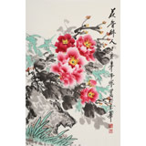 【已售】王偉寧 四尺三開《花香醉人》 青年書畫才俊 河南美協會員