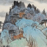 【已售】廖崧越 四尺三開《家山常常入夢鄉》 廣西桂林美協會員