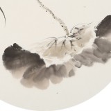 王寶欽 三尺團(tuán)扇荷花《荷香圖》當(dāng)代花鳥(niǎo)牡丹畫(huà)名家（詢(xún)價(jià)）