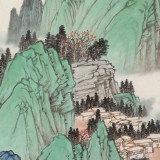 廖崧越 四尺三開《溪山過雨春色濃》 廣西桂林美協(xié)會員