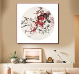 【已售】王寶欽 四尺團(tuán)扇梅花《清香》當(dāng)代花鳥(niǎo)牡丹畫(huà)名家（詢價(jià)）
