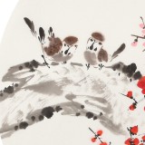 【已售】王寶欽 四尺團(tuán)扇梅花《清香》當(dāng)代花鳥(niǎo)牡丹畫(huà)名家（詢價(jià)）