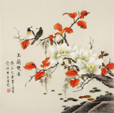 【已售】凌雪 四尺斗方《玉蘭雙雀》 北京美協(xié)會員