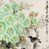 【已售】王寶欽 六尺《綠寶圖》當(dāng)代花鳥(niǎo)牡丹畫(huà)名家（詢(xún)價(jià)）