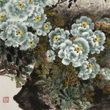 【已售】王寶欽 六尺《綠寶圖》當(dāng)代花鳥(niǎo)牡丹畫(huà)名家（詢(xún)價(jià)）