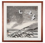 訂制 | 何一鳴 《云鶴游天》 實木畫框 高透有機玻璃 53×53cm (成品)