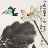【已售】何一鳴 四尺三開《一花一世界》
