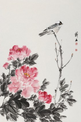 【已售】陳薪名《鳴春》 中美協會員 第六屆全國花鳥畫展金獎獲得者