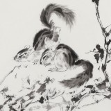 【已售】陳薪名《松林野趣》 第六屆全國花鳥畫展金獎獲得者