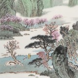 【已售】廖崧越 四尺三開《此處最近桃花源》 廣西桂林美協會員