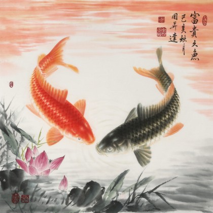【已售】周升達(dá) 四尺斗方《富貴久魚》 中國畫院國畫組長（詢價(jià)）