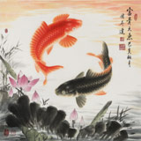 【已售】周升達 四尺斗方《富貴久魚》 中國畫院國畫組長（詢價）