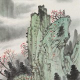 廖崧越 四尺三開《春濕花路雨》 廣西桂林美協(xié)會員