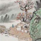 廖崧越 四尺三開《春濕花路雨》 廣西桂林美協(xié)會員