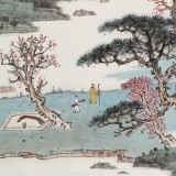 【已售】廖崧越 四尺三開《此處最近桃花源》 廣西桂林美協會員