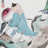曹建濤 四尺三開《獻壽圖》 獨具特色水墨人物畫家