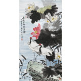 【已售】何一鳴 三尺《荷鶴二仙同高潔》