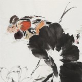 陳薪名《鴛鴦戲水》 中美協會員 第六屆全國花鳥畫展金獎獲得者