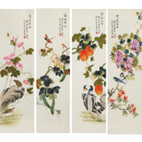 【已售】北京美協 凌雪四條屏《紫氣東來》