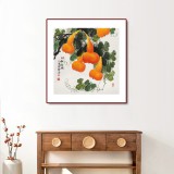 【已售】黃藝四尺斗方招財(cái)辟邪葫蘆畫《五福臨門》