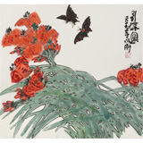王永剛 三尺斗方《引蝶圖》 國家一級美術師（詢價）