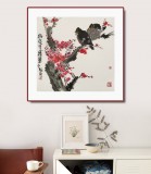 【已售】王永剛 三尺斗方《梅枝雙棲圖》 國家一級(jí)美術(shù)師（詢價(jià)）