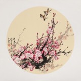 【已售】鄒本財 團扇《迎春圖》 公主嶺市美協常務副主席