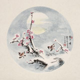 【已售】鄒本財(cái) 團(tuán)扇《雪中情》 公主嶺市美協(xié)常務(wù)副主席