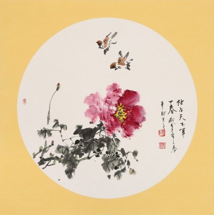 鄒本財 團扇《獨占天下第一春》 公主嶺市美協常務副主席