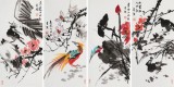 邢書波 四條屏《錦上添花》 中美協會員 清華美院創作班導師（詢價）