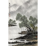 【已售】劉金河 四尺三開《春雨瀟瀟》 中美協(xié)會(huì)員 （詢價(jià)）