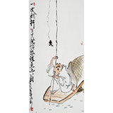 【已售】王永剛 三尺《何愁鯉魚不上鉤》 78歲國家一級(jí)美術(shù)師