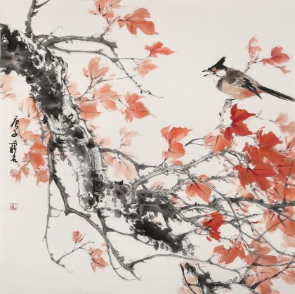 陳薪名 四尺斗方《楓葉紅時(shí)覺(jué)勝春》中美協(xié)會(huì)員吉祥水墨 第六屆全國(guó)花鳥(niǎo)畫(huà)展金獎(jiǎng)獲得者