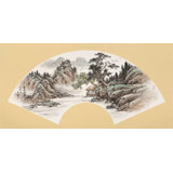 【已售】鄒本財(cái) 卡紙扇面《書聲朗朗山水間》 公主嶺市美協(xié)常務(wù)副主席