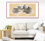 【已售】鄒本財 卡紙扇面《書聲朗朗山水間》 公主嶺市美協(xié)常務副主席