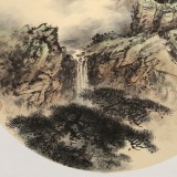 【已售】鄒本財 團扇《山中一夜雨》 公主嶺市美協常務副主席