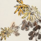 庾超然 四尺三開《秋菊芬芳》 黃鶴樓書畫院院長