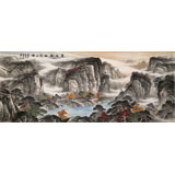 中美協(xié)會員 曹來賓 八尺精品山水畫《霞映石林蒼山醉》