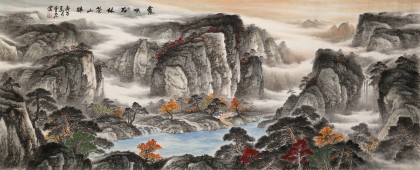 中美協(xié)會員 曹來賓 八尺精品山水畫《霞映石林蒼山醉》