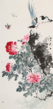 【已售】陳薪名 四尺《花開富貴》 中美協會員 第六屆全國花鳥畫展金獎獲得者