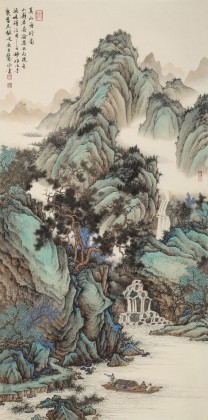 【已售】吳顯剛 《夏山舟行圖》 貴州七星關美協主席