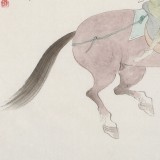 曹建濤 四尺斗方《策馬圖》 獨具特色水墨人物畫家