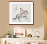 曹建濤 四尺斗方《策馬圖》 獨(dú)具特色水墨人物畫家