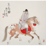【已售】曹建濤 四尺斗方《策馬圖》 獨(dú)具特色水墨人物畫家