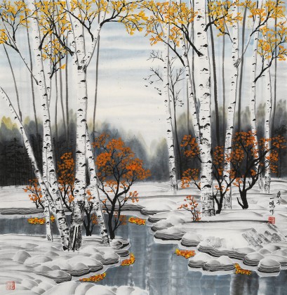 何一鳴 四尺斗方《瑞雪豐年》 冰雪畫(huà)派畫(huà)家 師從于志學(xué)